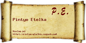 Pintye Etelka névjegykártya